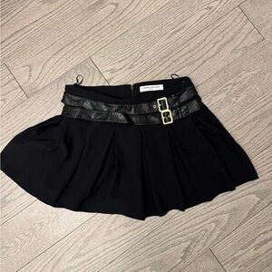 Amanda Uprichard Black Skirt with Leather Belt